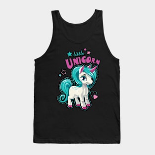 Cute little unicorn girl with a stars & hearts Tank Top